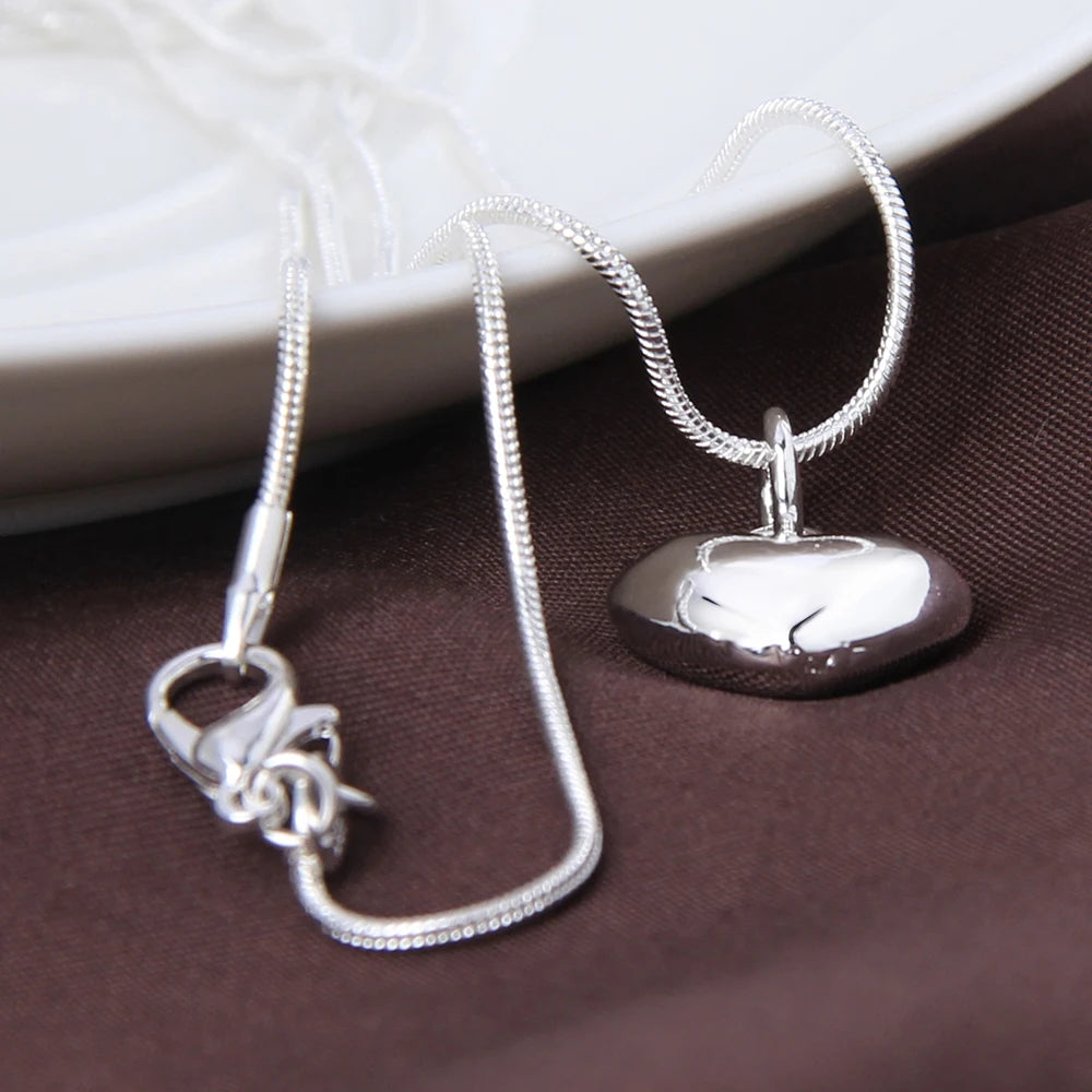 Solid Silver Heart Pendant Necklace