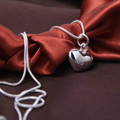 Solid Silver Heart Pendant Necklace