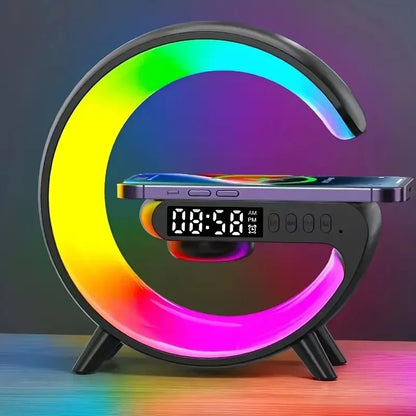 Multifunction Wireless Charger Stand + RGB Light + Alarm Clock + Speaker